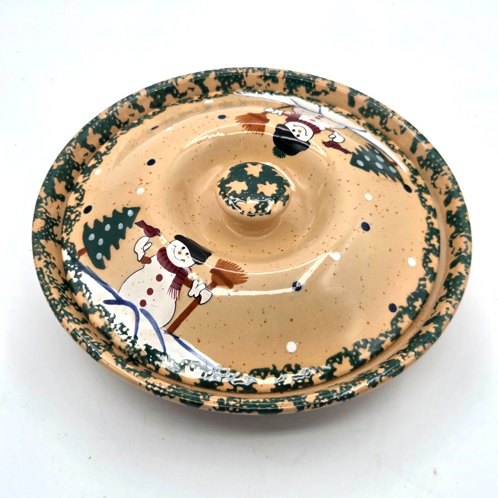 Snowman Pie Dish Plate with Lid  LTD‎ Cmmodities 2c Piece Stoneware
